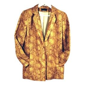 Faux Snakeskin VTG Designer Blazer Size M Lined Pockets Statement Shoulder Pads